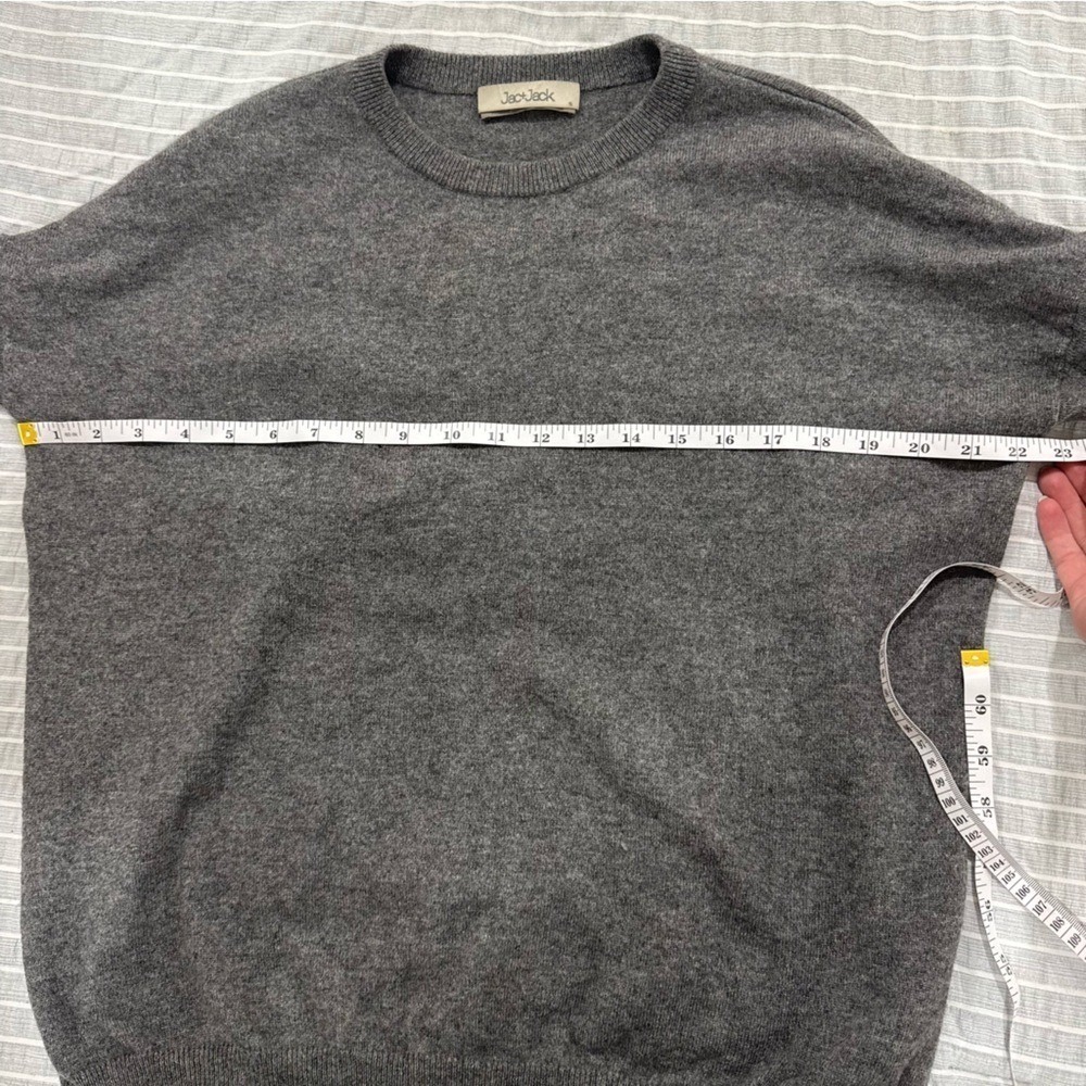 Jac + Jack long sleeve crew neck long sleeve 100% cashmere sweater grey small - Picture 5 of 8